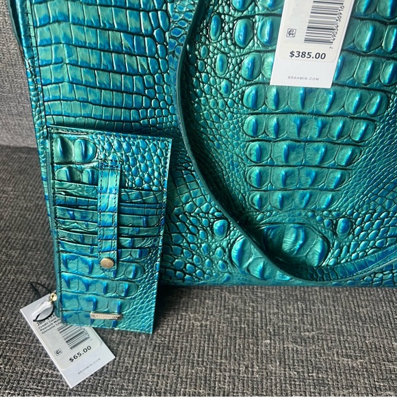 Brahmin Peacock Melbourne Crocodile-Embossed Tote with matching wallet - Picture 5 of 11